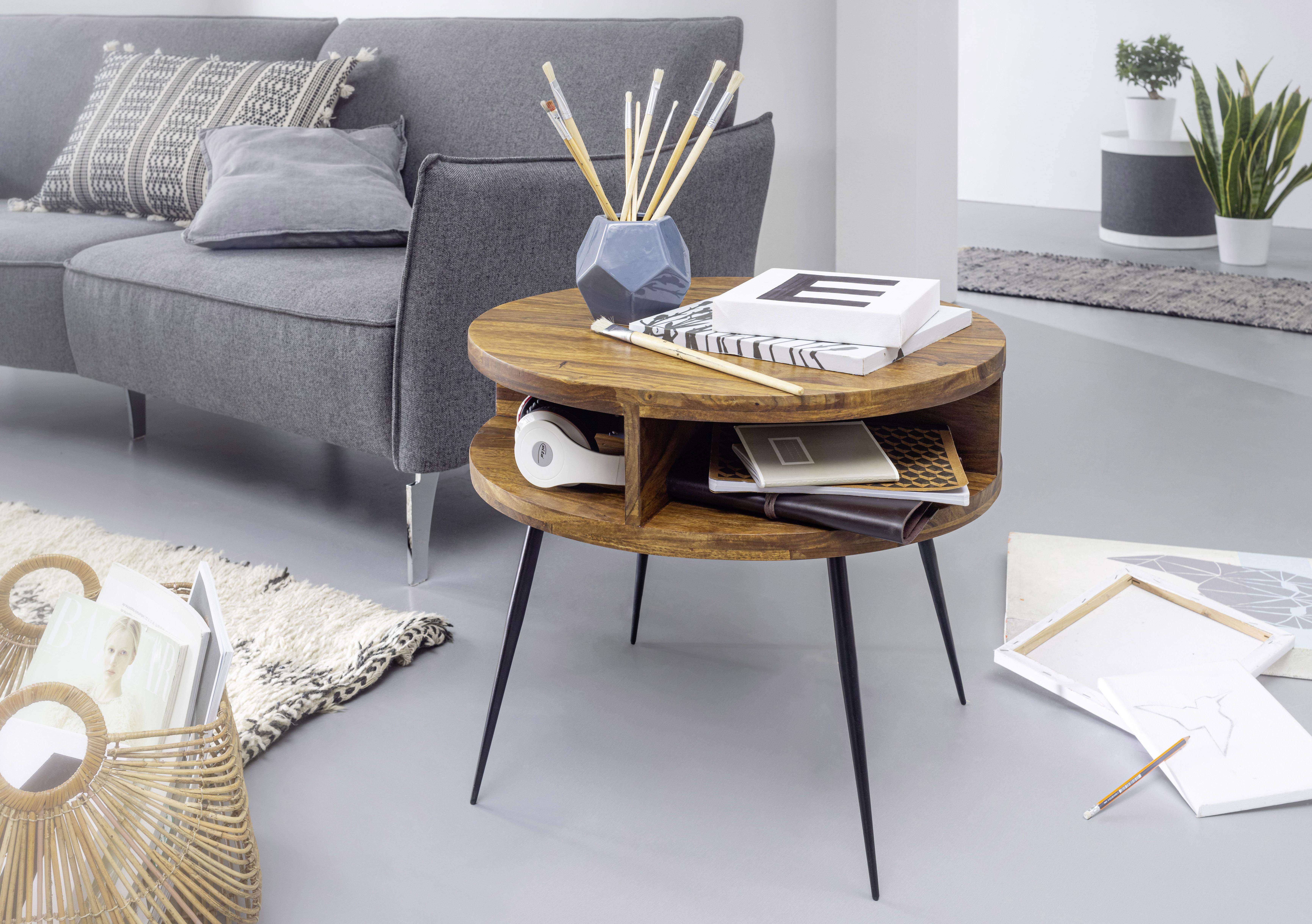 MID.YOU Couchtisch Holz Massiv ,sheesham