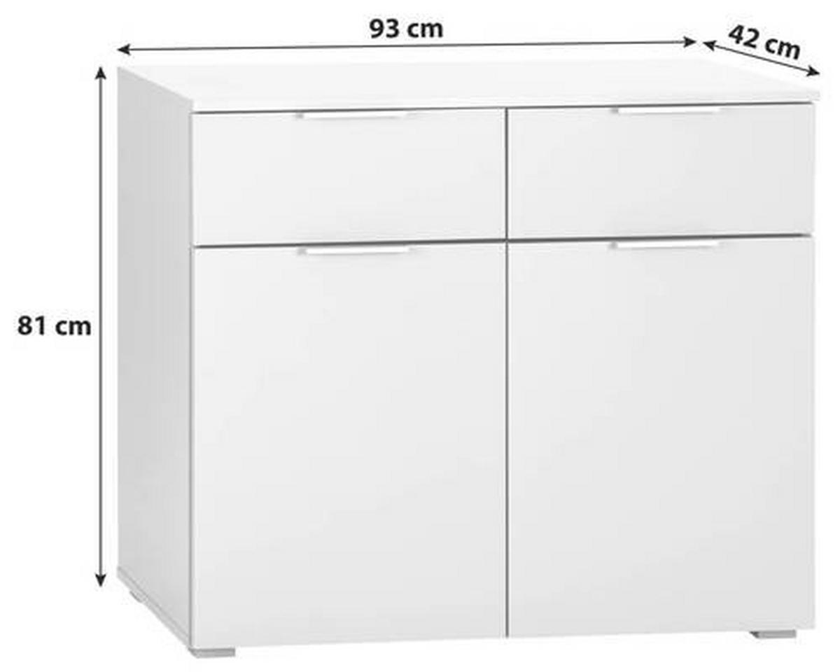 Kommode B: 93 Cm Alabama, Weiß - Alufarben/Weiß, MODERN, Holzwerkstoff (93/81/42cm) - Rauch Möbel