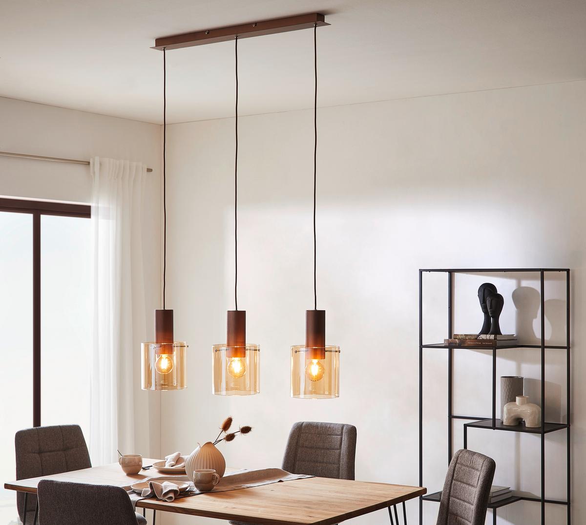 Hängeleuchte 99185a10 Alesund Amber - Bernsteinfarben, Design, Glas/Metall (90/20/120cm) - Dieter Knoll