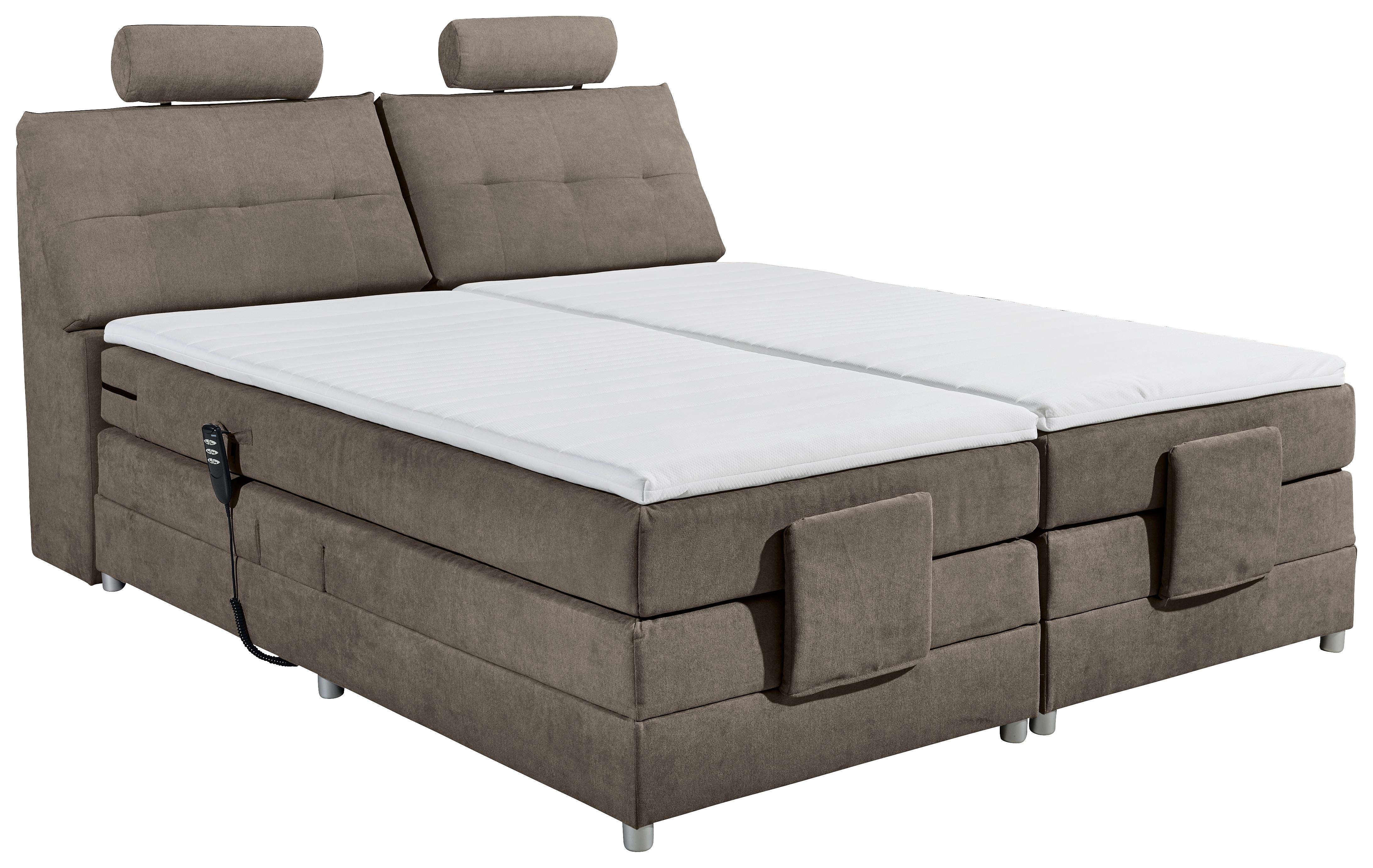 Boxspringbett mit Topper Elektrisch 180x200 cm Palermo - Silberfarben/Braun, MODERN, Holzwerkstoff/Textil (180/200cm) - MID.YOU
