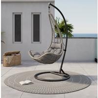 Hängesessel mit Gestell Korinth mit Kissen - Schwarz/Grau, MODERN, Kunststoff/Textil (105/195cm) - Luca Bessoni