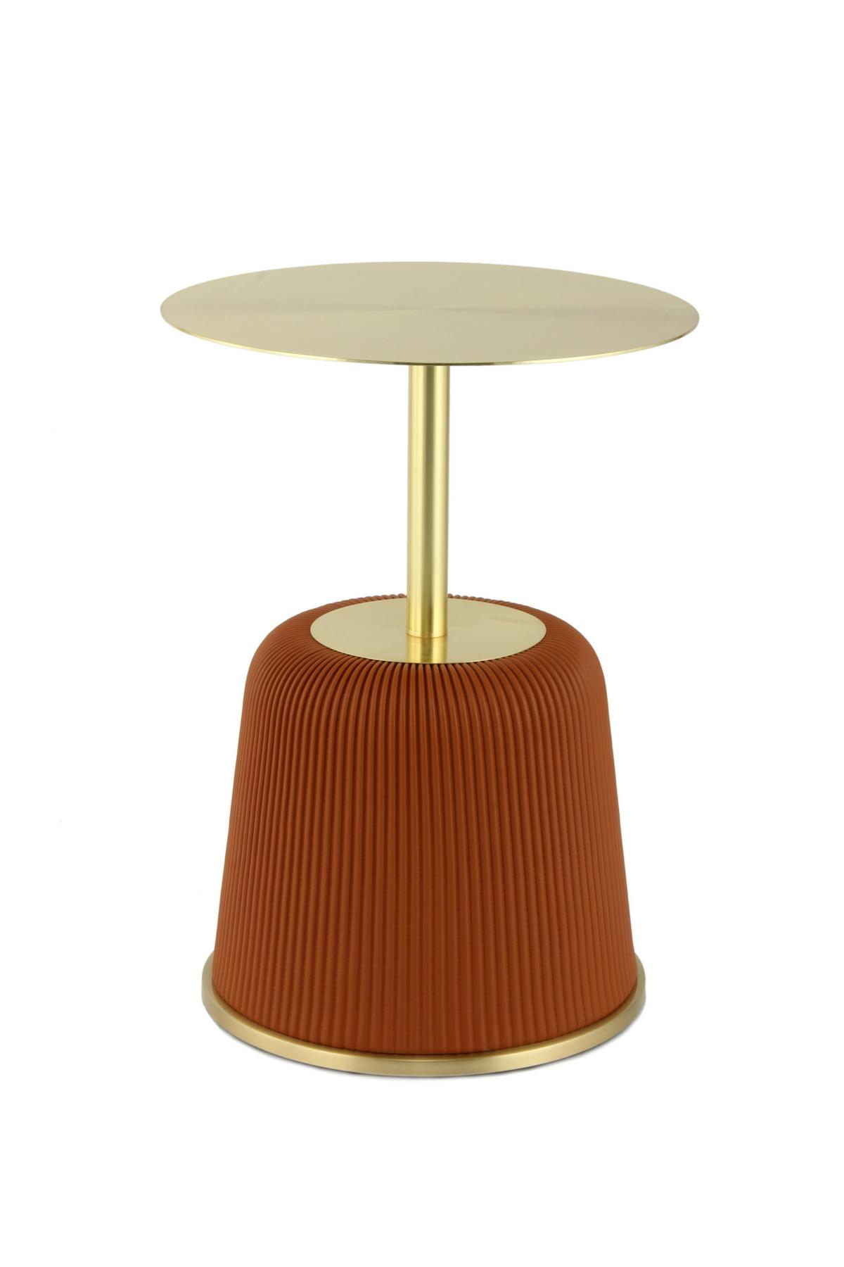 Beistelltisch Jokai 325 Cognac - Cognac/Goldfarben, Design, Holzwerkstoff/Textil (40/55cm) - Kayoom