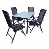 Gartentischgruppe 5-Tlg. Aus Aluminium - Anthrazit, Basics, Glas/Textil - Gardenson