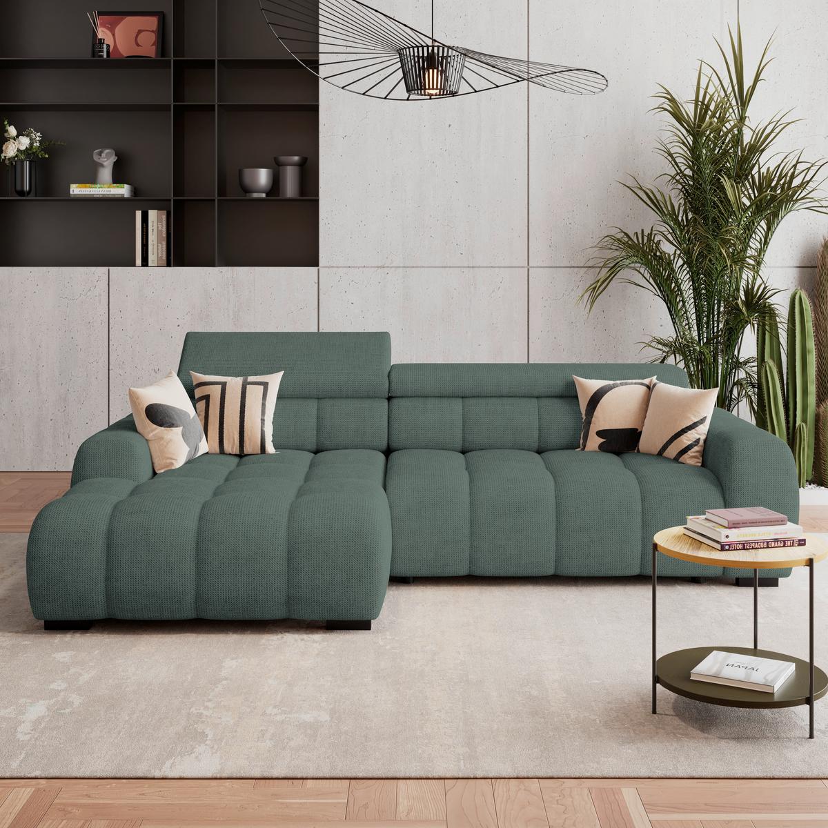 Ecksofa Fargo S Grün, B: 168cm - Schwarz/Grün, Trend, Textil (168/285cm)