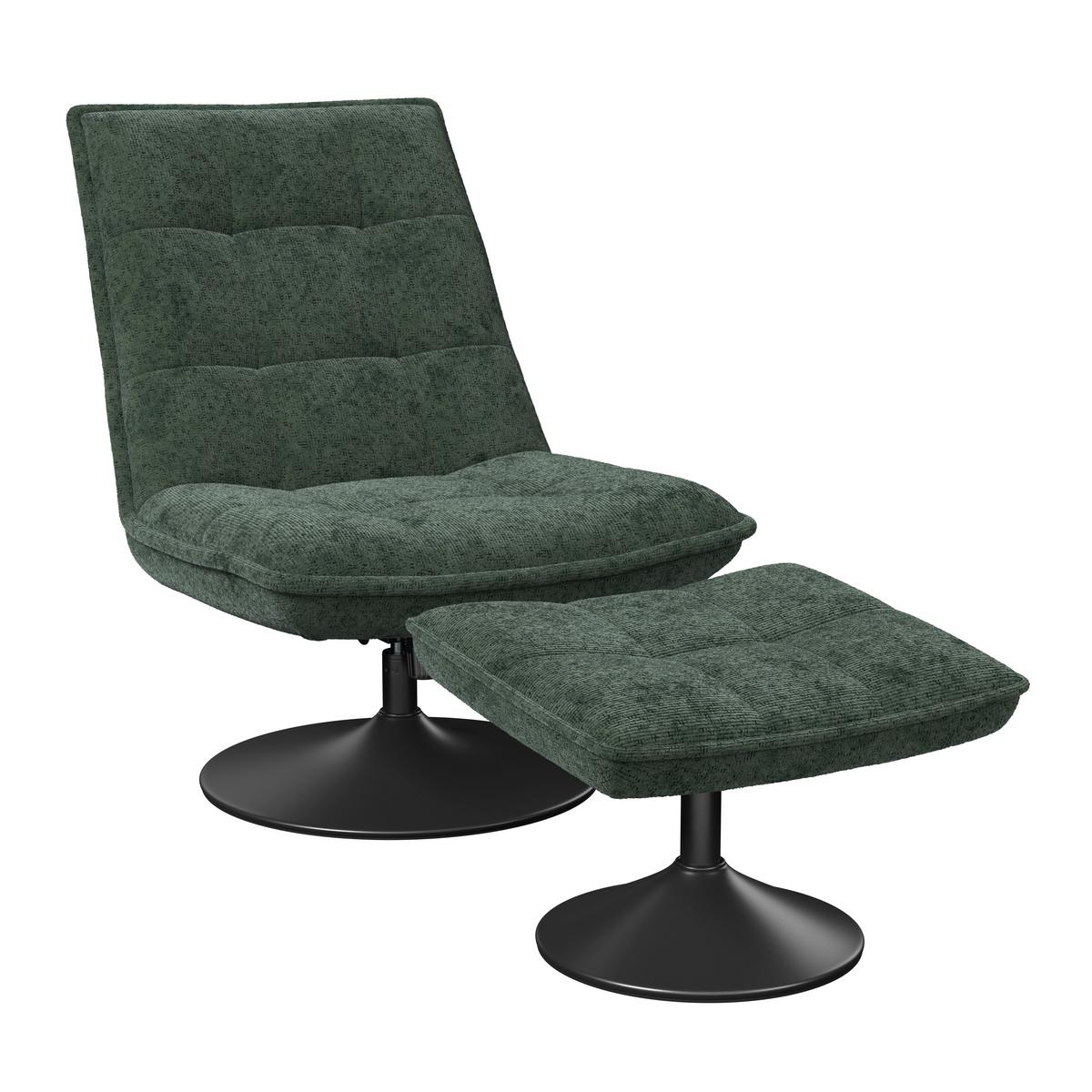Relaxliege Kairo grün Sitzfläche drehbar, B: 71 cm - Schwarz/Grün, MODERN, Holz/Textil (71/88/89cm)