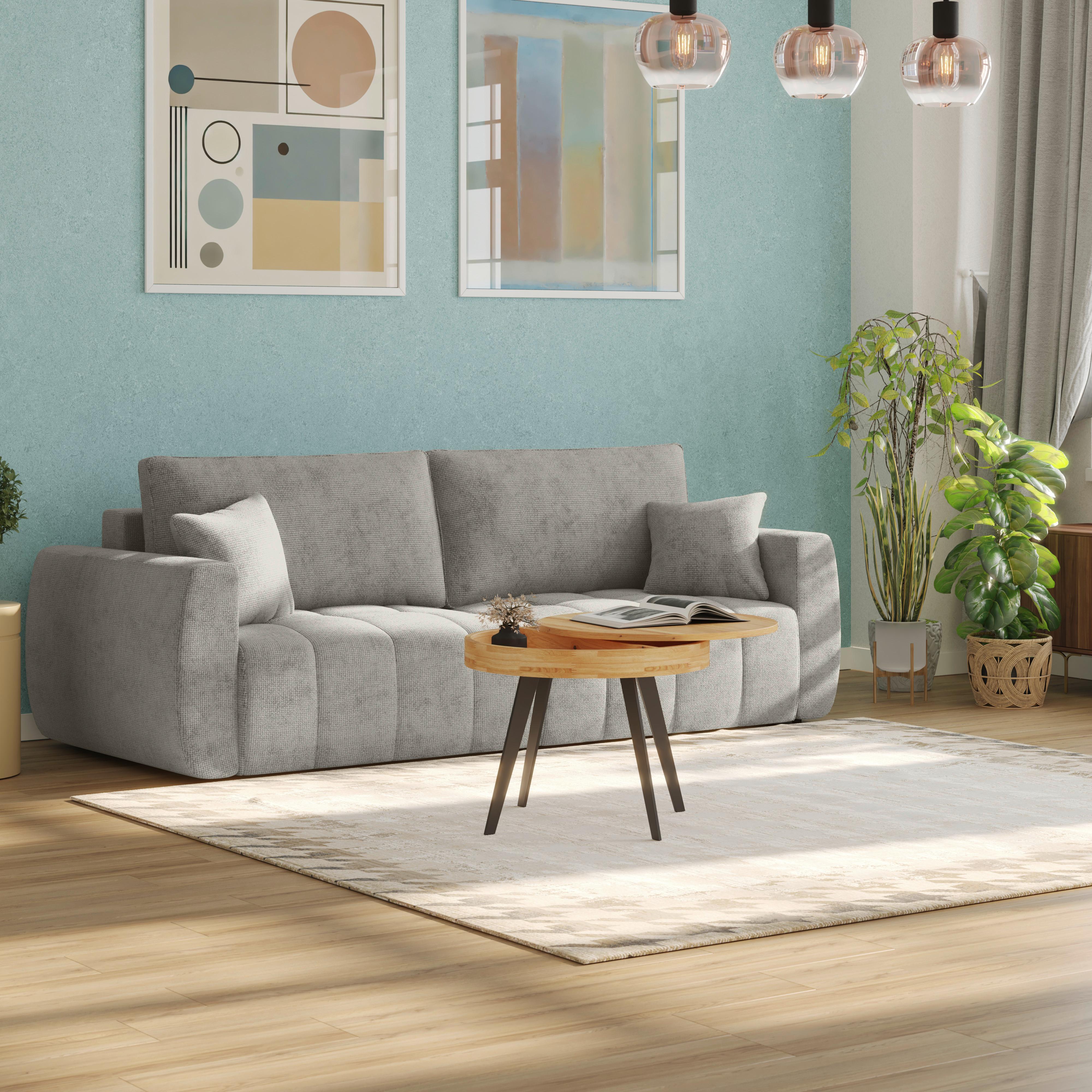 Schlafsofa Bali - Schwarz/Grau, MODERN, Holz/Textil (245/74-90/104cm) - Luca Bessoni