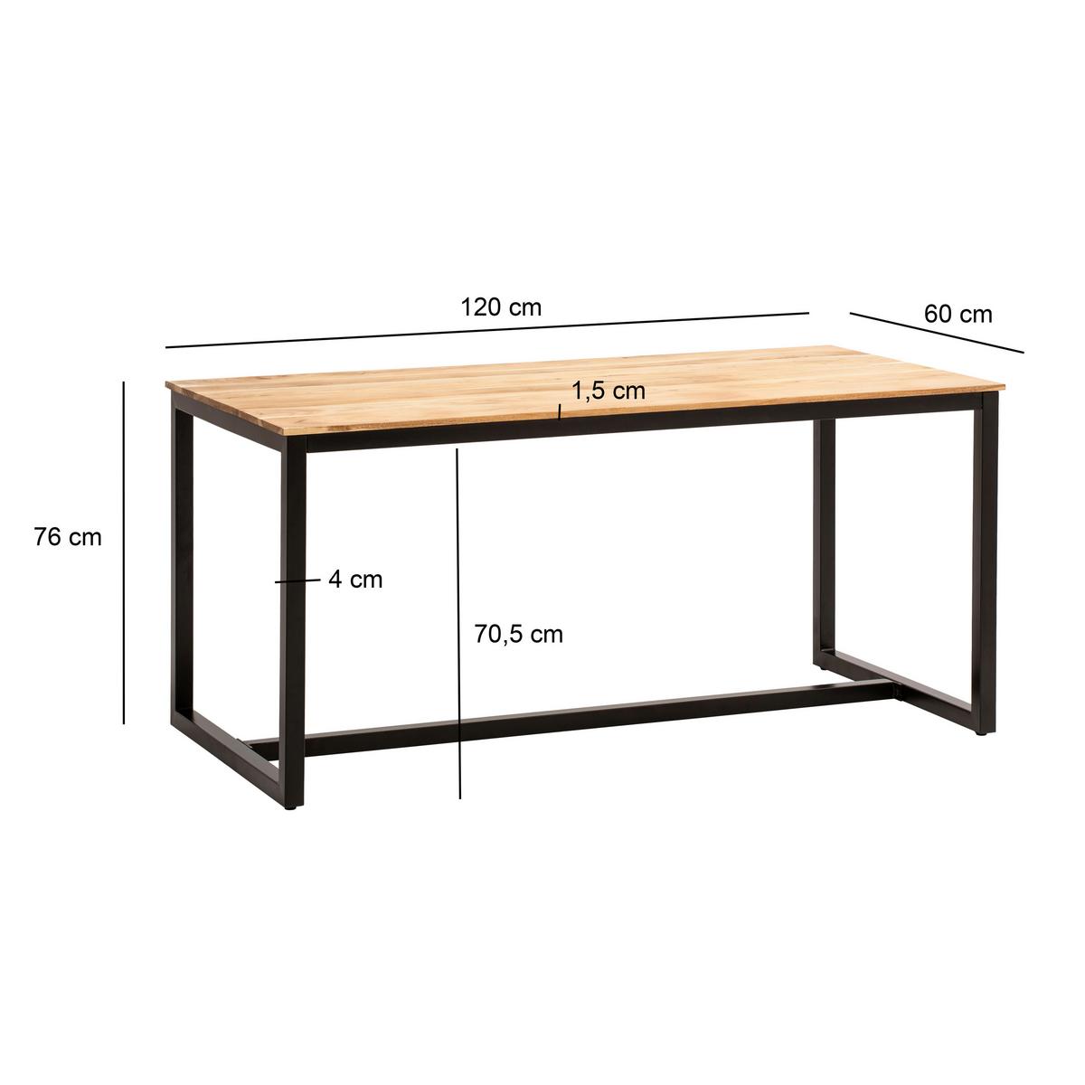 Esstisch Akaziefarben L: 120 Cm - Schwarz/Akaziefarben, Design, Holz/Metall (120/60/76cm) - MID.YOU