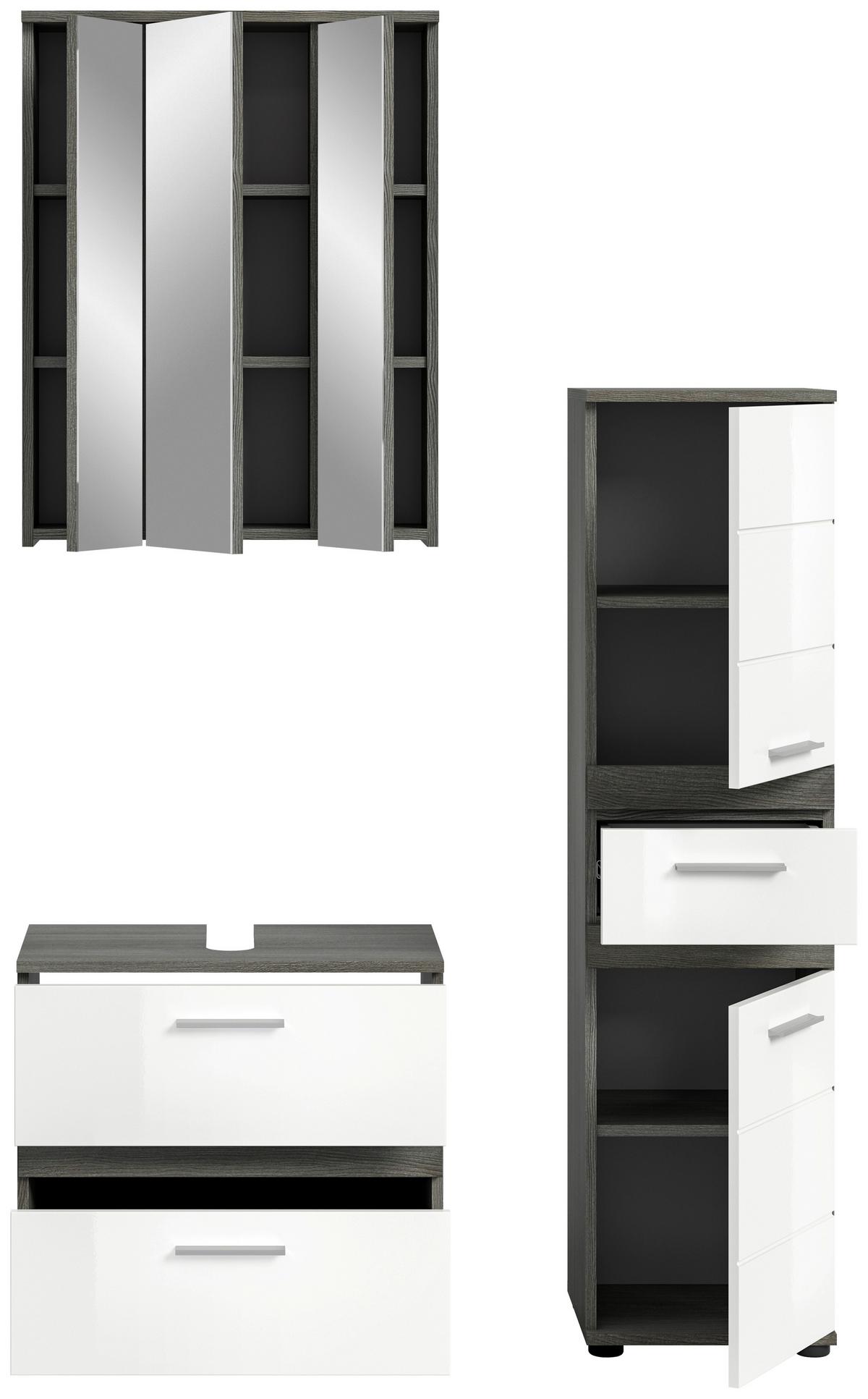 Badezimmer Blake Weiß Hg B: 105 Cm - Weiß Hochglanz/Schwarz, MODERN, Glas/Holzwerkstoff (105cm) - MID.YOU