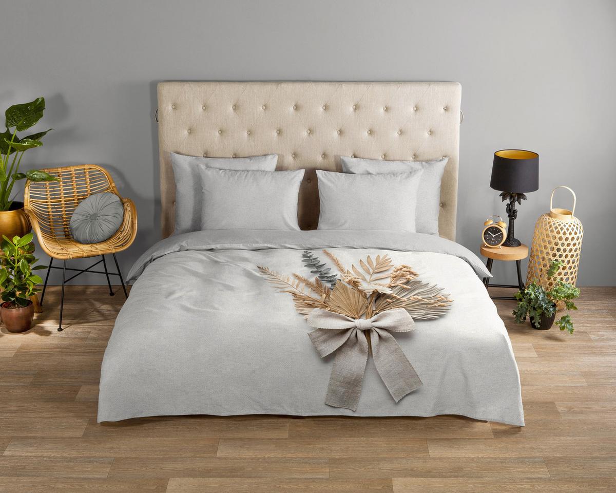 WENDEBETTWÄSCHE LAUNO - Greige/Hellgrau, Basics, Textil (140/200cm)