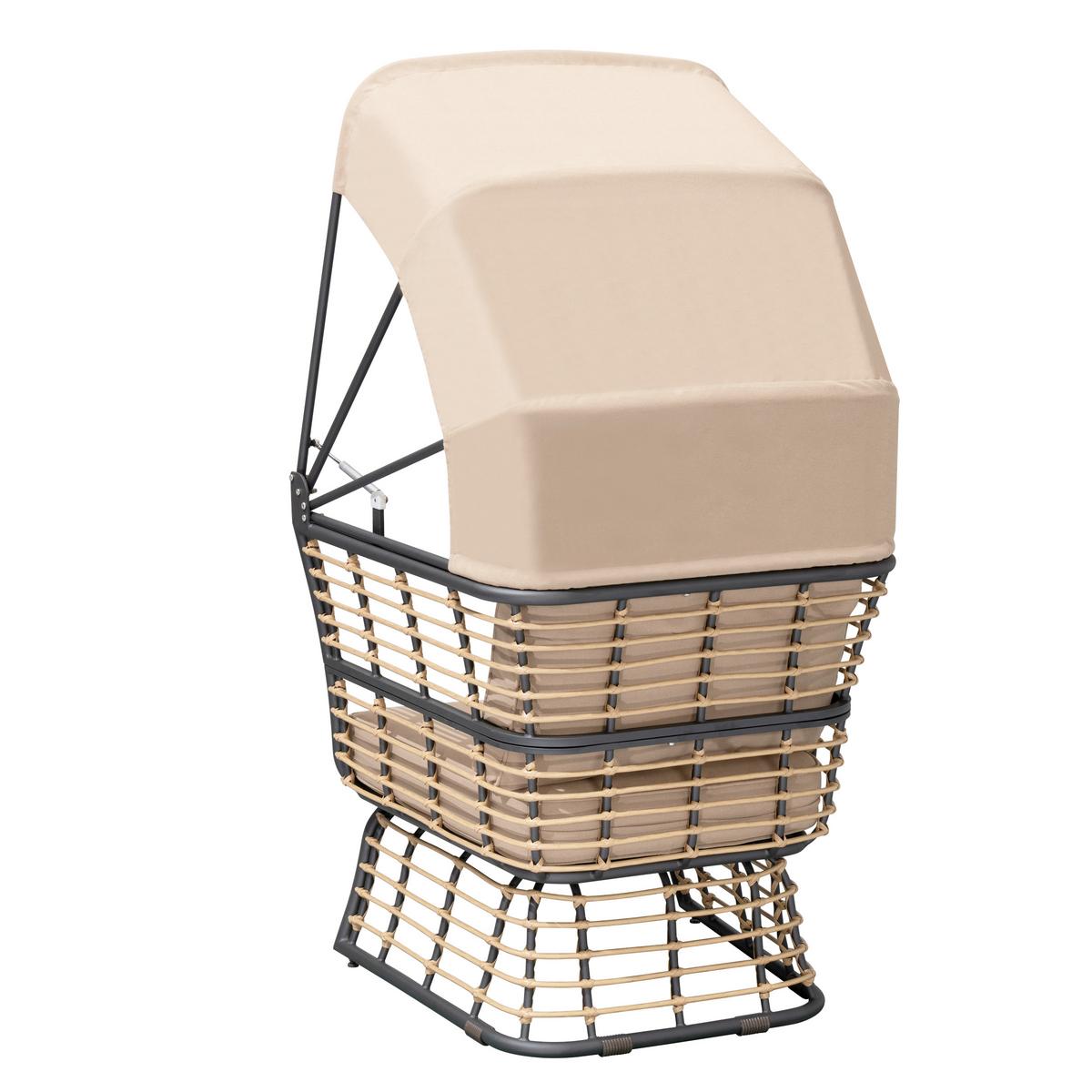 Loungesessel Paros - Anthrazit/Beige, Basics, Kunststoff/Textil (72/154/83cm) - Gardenson