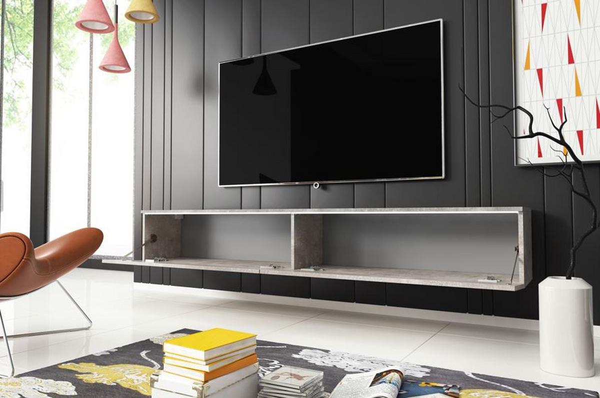 TV nízka komoda dekor beton - šedá, Lifestyle, kompozitní dřevo/plast (180/30/33cm) - P & B
