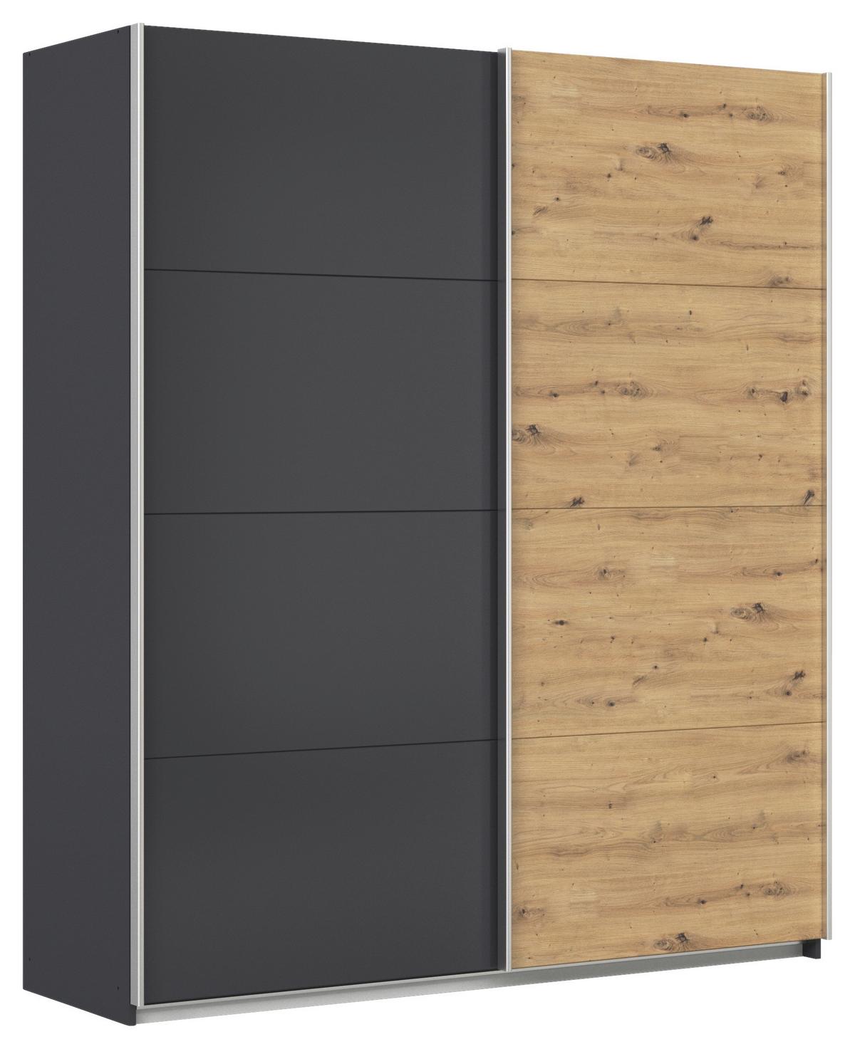 Schwebetürenschrank B: 181cm Feldkirch Grau/Eiche Dekor - Anthrazit/Eiche Artisan, MODERN, Holzwerkstoff (181/210/62cm)