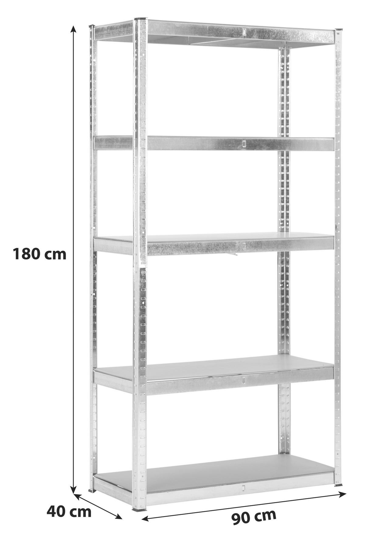 Nagy Teherbírású Polc Luca - ezüstszínű, Trend, faalapú anyag/fém (90/40/180cm) - Best Price