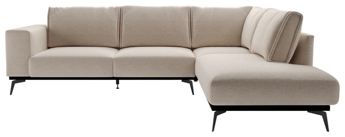 Sedacia súprava ISOLDE, pravá, béžová - čierna/béžová, Design, kov/drevo (293/200cm) - MID.YOU