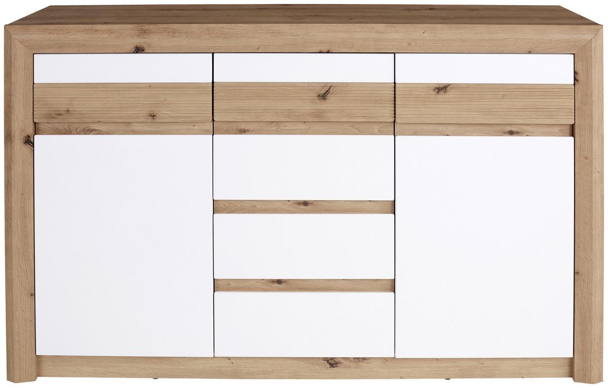Kommode grifflos + Soft-Close B 142cm Kashmir, Eiche/Weiß - Eichefarben/Weiß, MODERN, Holzwerkstoff (142cm) - James Wood
