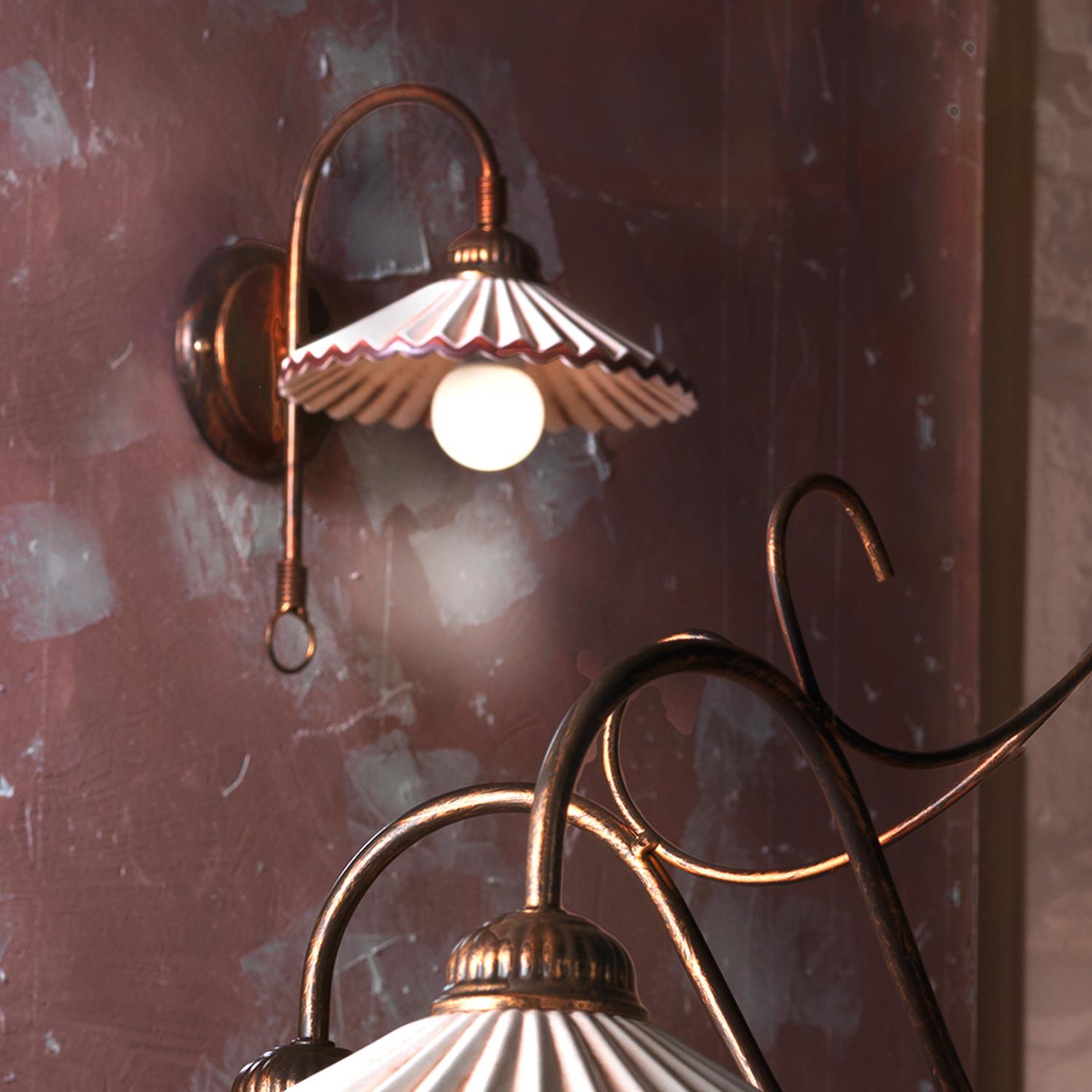 Wandleuchte 4257/Ap - Bernsteinfarben/Bronzefarben, KONVENTIONELL, Keramik/Metall (27/20/30cm)