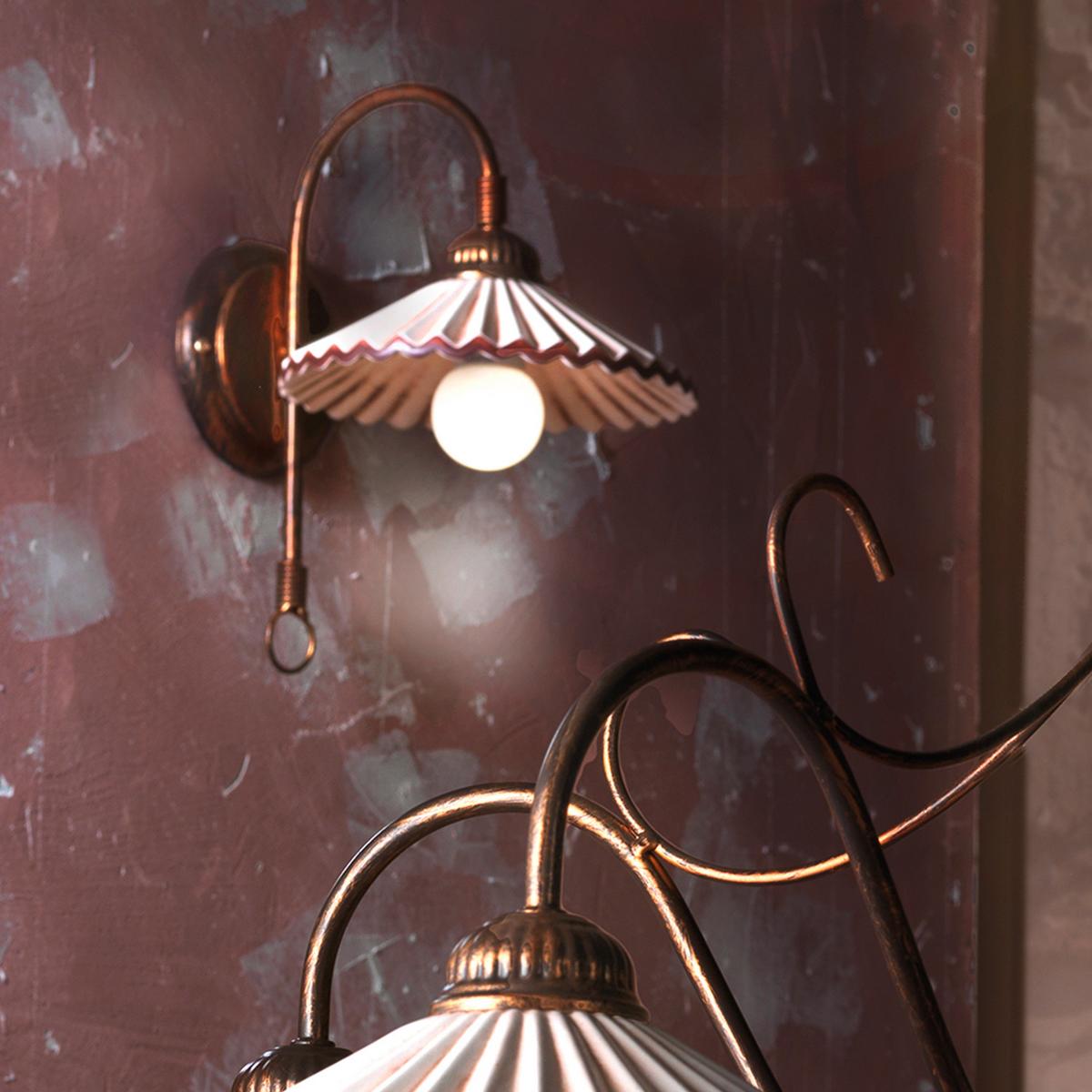 Wandleuchte 4257/Ap - Bernsteinfarben/Bronzefarben, KONVENTIONELL, Keramik/Metall (27/20/30cm)