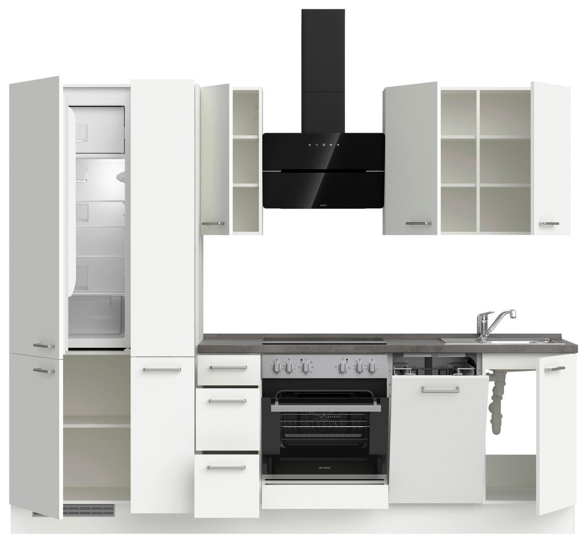 KÜCHENLEERBLOCK TOUCH HIGH - LINE, H3 LINKS - Weiß/Grau, MODERN, Holzwerkstoff (270cm) - Nobilia