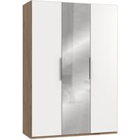 Drehtürenschrank Mit Spiegel 150 Cm Level, Weiß/eiche Dekor - Eichefarben/Weiß, MODERN, Holzwerkstoff (150/216/58cm) - MID.YOU