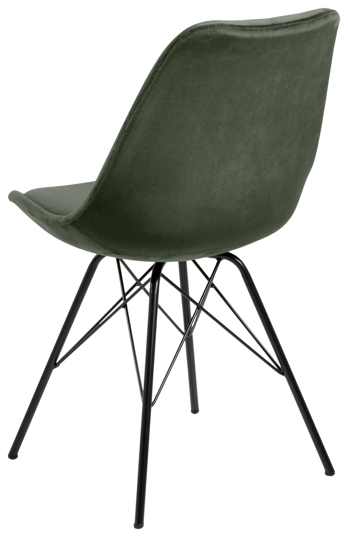 Jedálenská stolička ERIS zamat - čierna/lesná zelená, Trend, kov/textil (48,5/85,5/54cm) - Carryhome