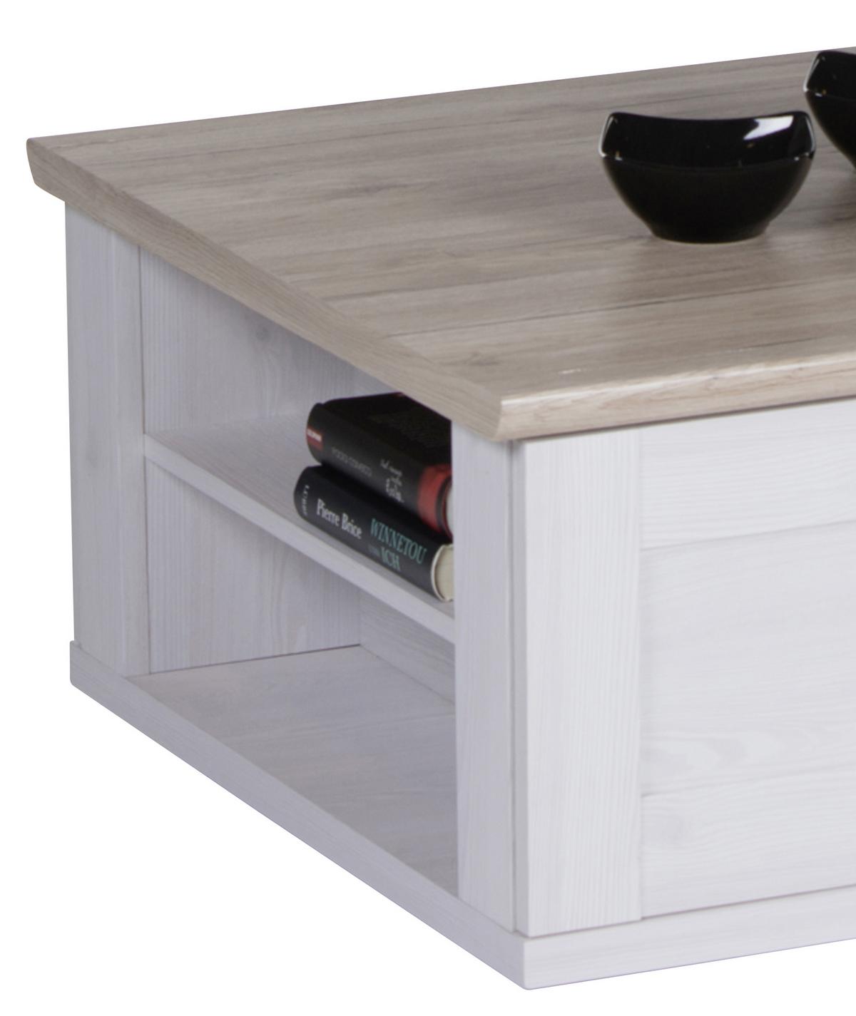 Couchtisch mit Stauraum Romance Eiche/Weiß - Eichefarben/Weiß, Design, Holzwerkstoff (80/80/40cm) - MID.YOU