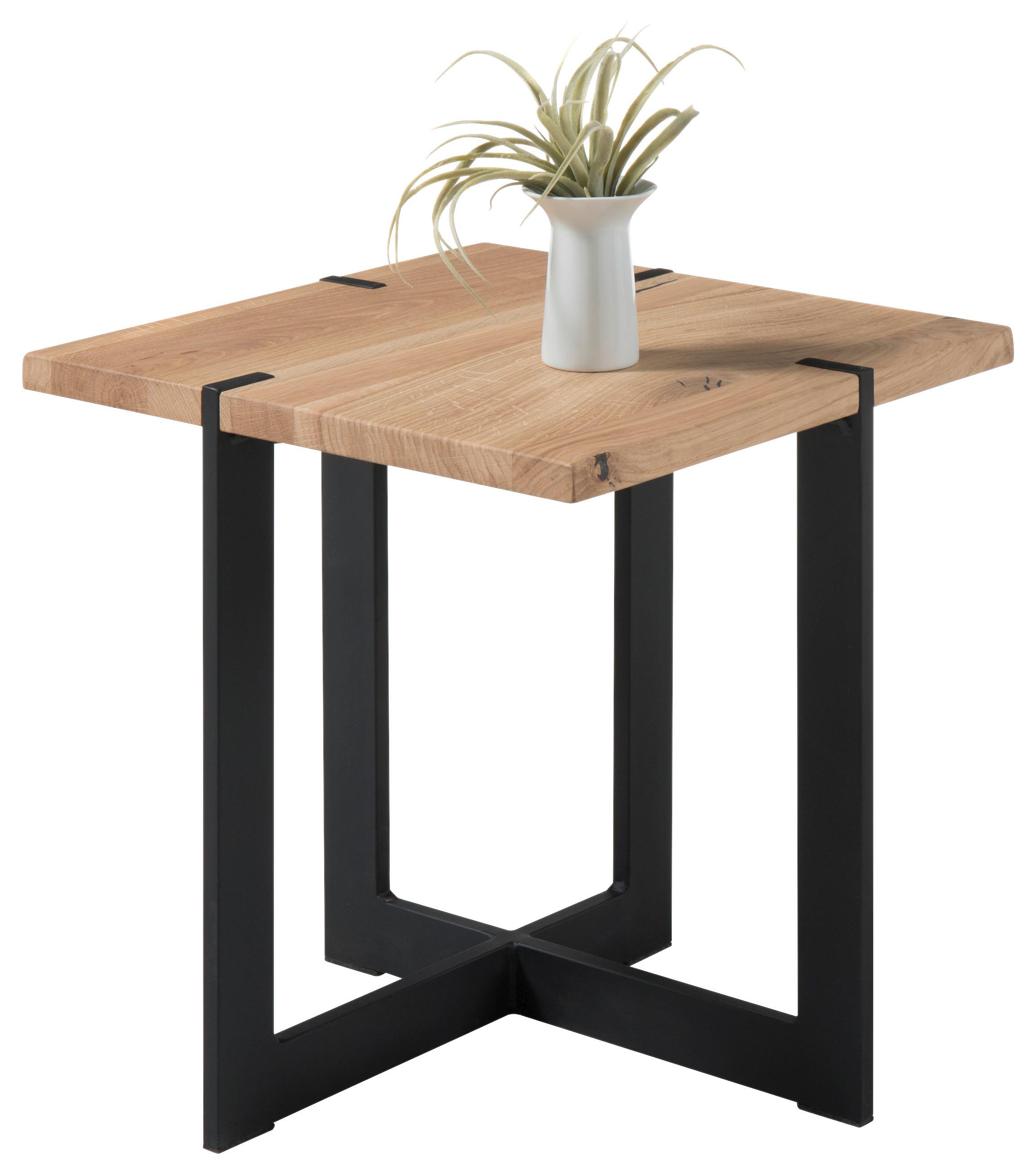 Couchtisch mit Holzplatte Tiago Mini, Eiche/Schwarz - Eichefarben/Schwarz, MODERN, Holz/Metall (45/45/50cm) - Livetastic