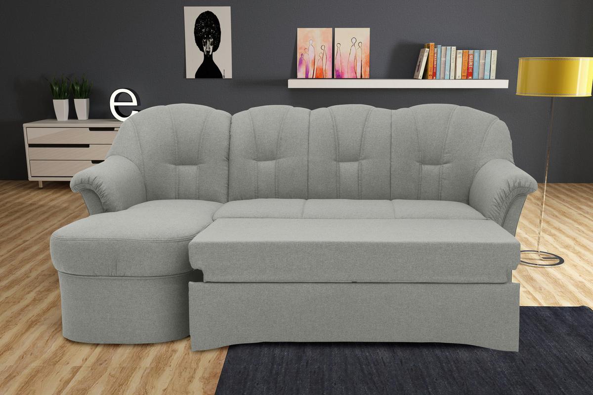 Ecksofa Mit Schlaffunktion Papenburg Silberfarben - Silberfarben/Schwarz, KONVENTIONELL, Textil (142/233cm) - MID.YOU