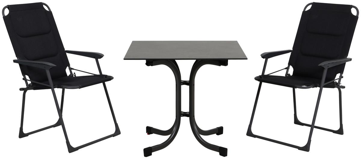 Gartenset Premium mit Klappstühlen - Anthrazit/Schwarz, KONVENTIONELL, Kunststoff/Textil - Siena Garden