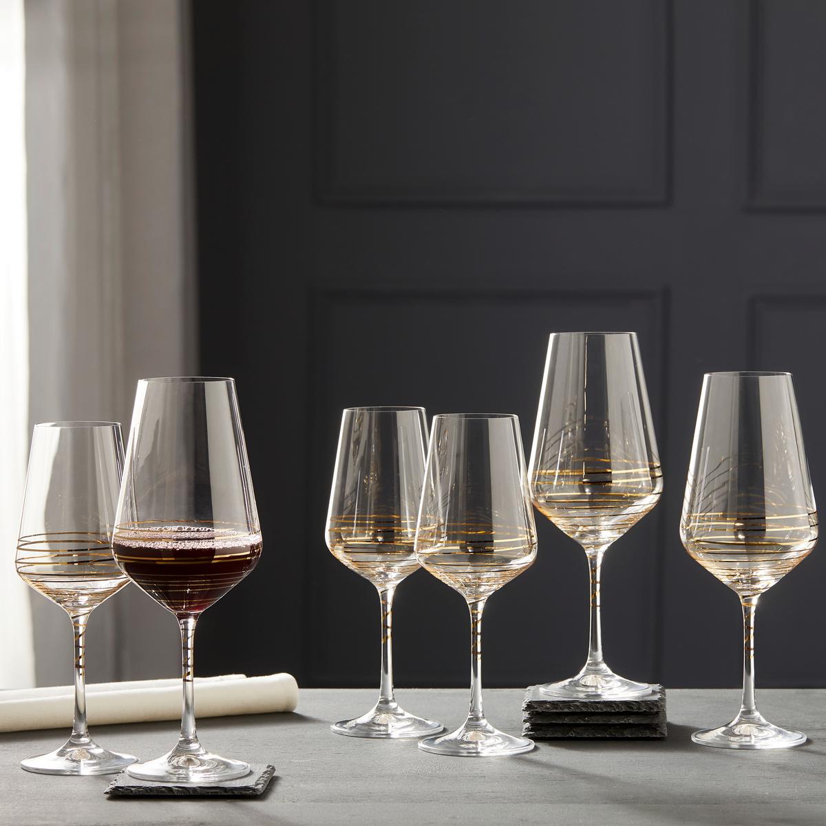 Sklenice na červené víno Elegance, ca 550ml - čiré/barvy zlata, Moderní, sklo (0,55l) - Bohemia