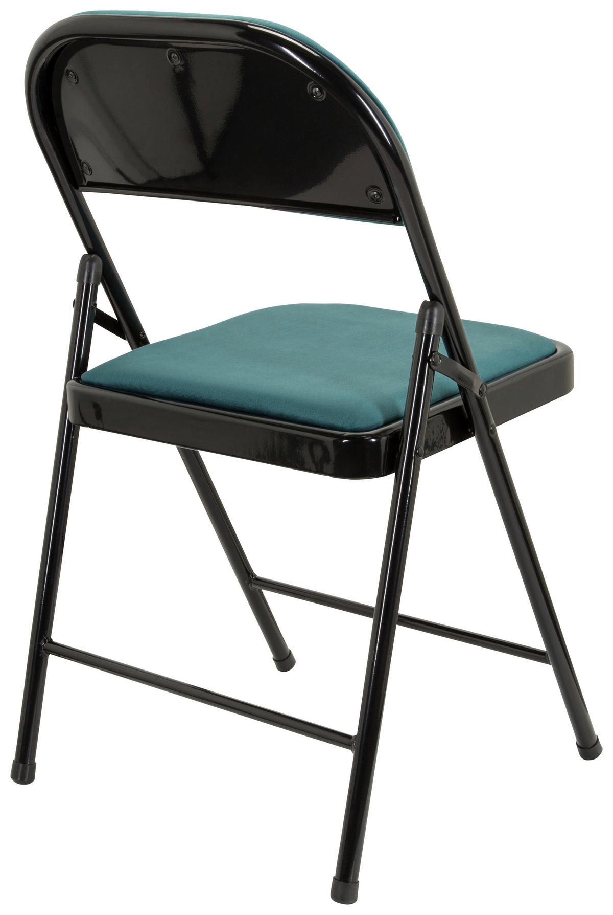 Klappstuhl Tudela I Schwarz/Türkis Samt - Türkis/Schwarz, Basics, Textil/Metall (44/80/49cm) - MID.YOU