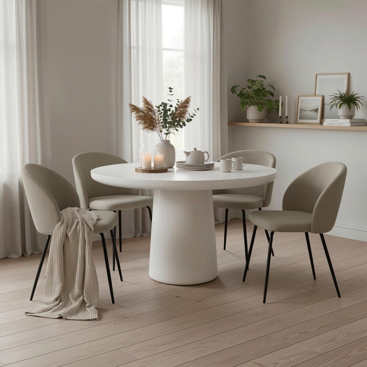 ESSTISCH Weiß L: 120cm - Weiß, MODERN, Holzwerkstoff/Stein (120/120/77cm) - MID.YOU