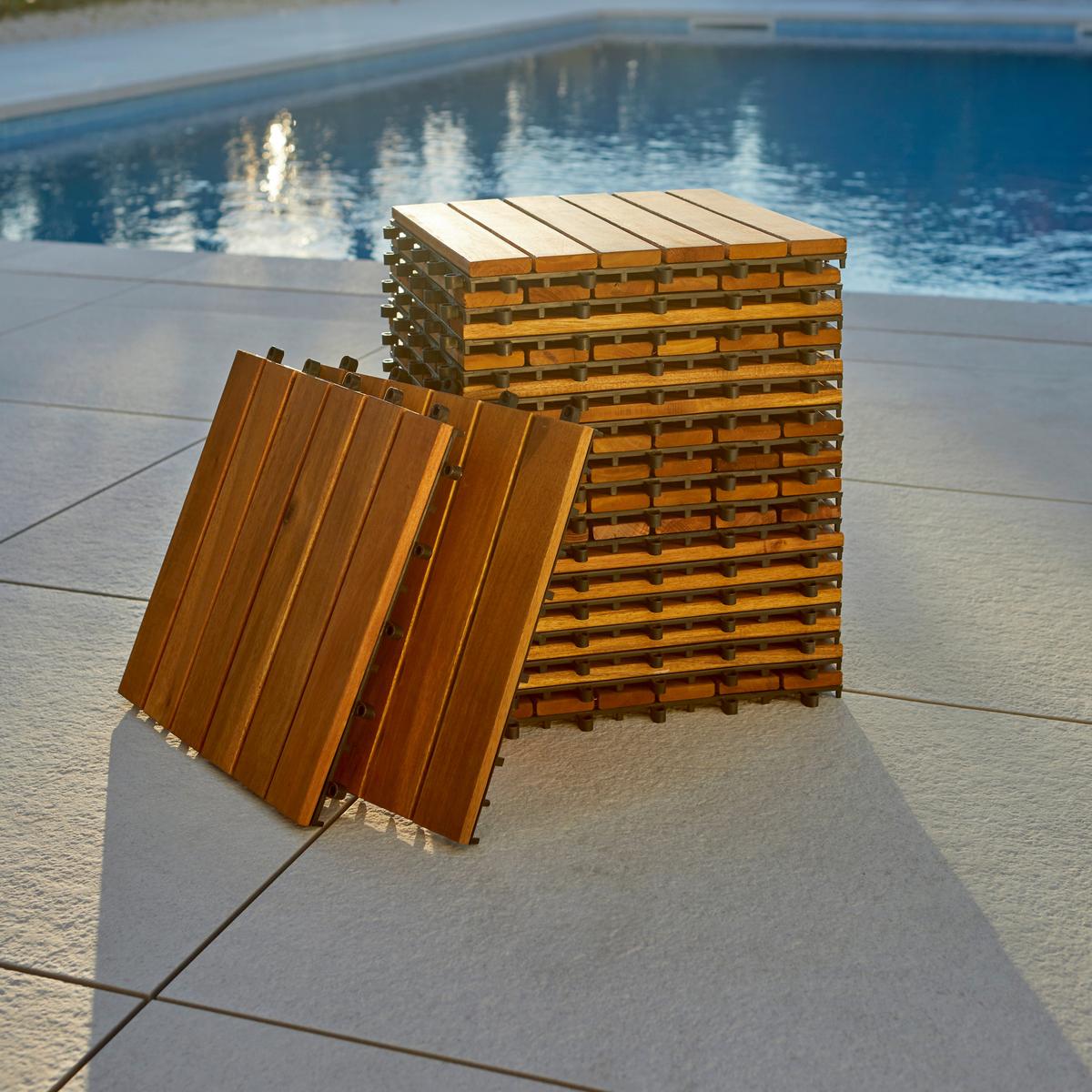 Terrassenfliese Rudi 10er Set je ca. 30x30 cm Akazienholz - Akaziefarben, MODERN, Holz/Kunststoff (30/30cm) - Ondega