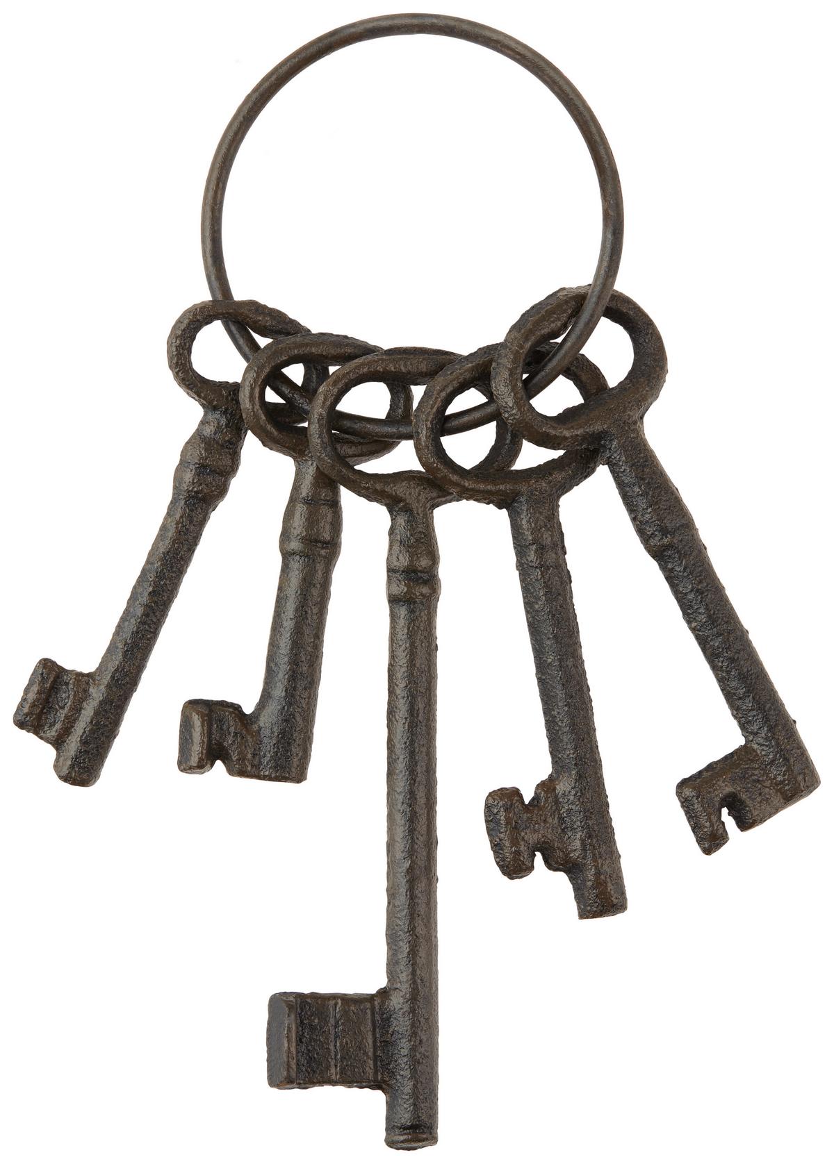Dekoschlüssel L: 8,5 cm Metall zum Hängen - Dunkelbraun, KONVENTIONELL, Metall (8,5/22cm) - Luca Bessoni