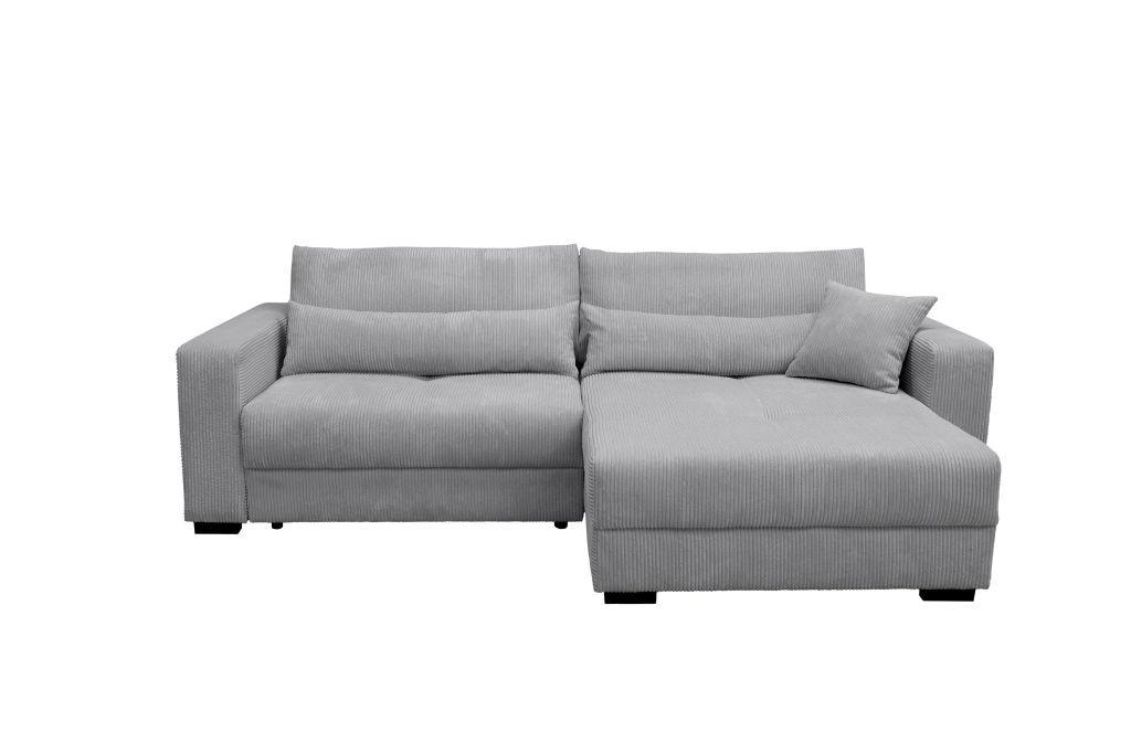 Rohová sedačka XELA, sedenie boxspring, sivý menč. - čierna/sivá, Modern, textil (265/170cm)