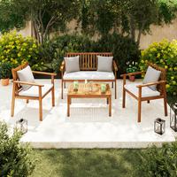 Loungegarnitur Dover - Beige/Akaziefarben, MODERN, Holz - Beldano