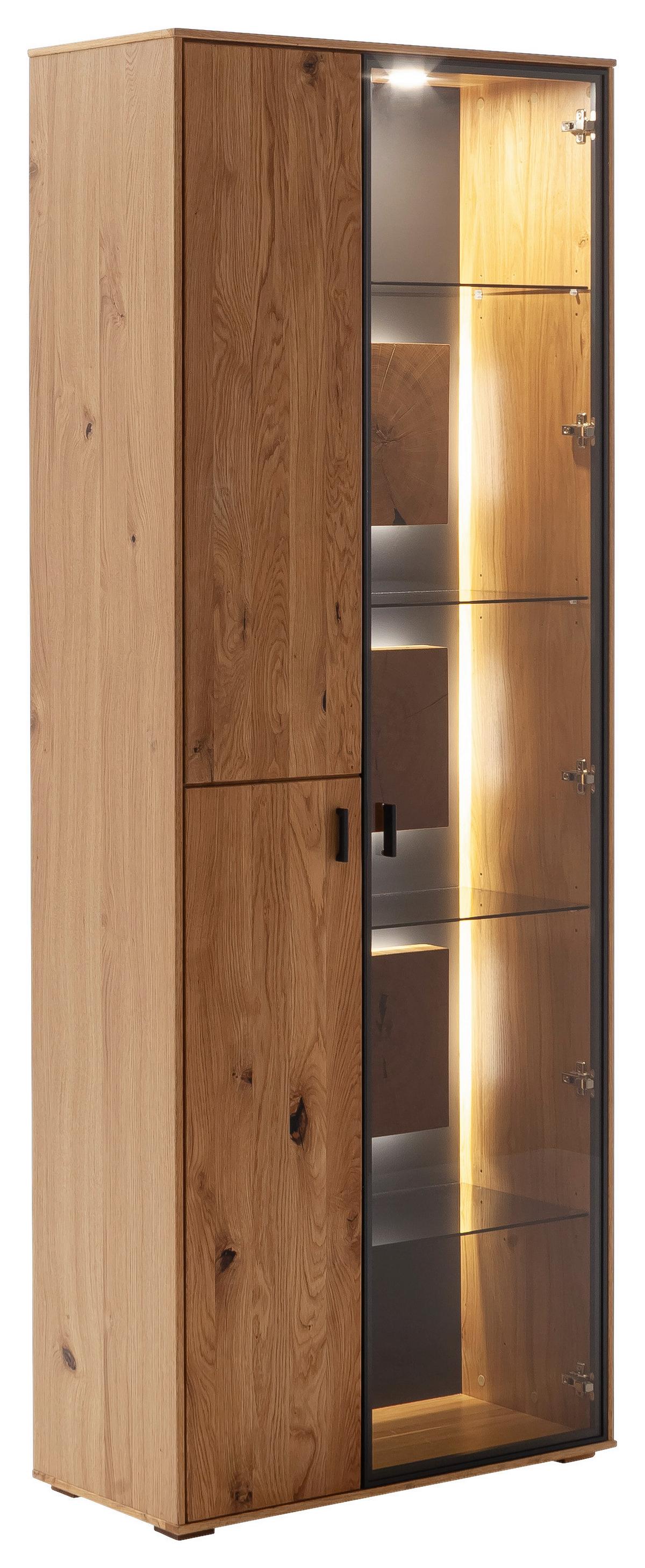 Vitrine Assini Wildeiche B: 78 cm - Wildeiche, Design, Glas/Holz (78/206/37cm) - MID.YOU
