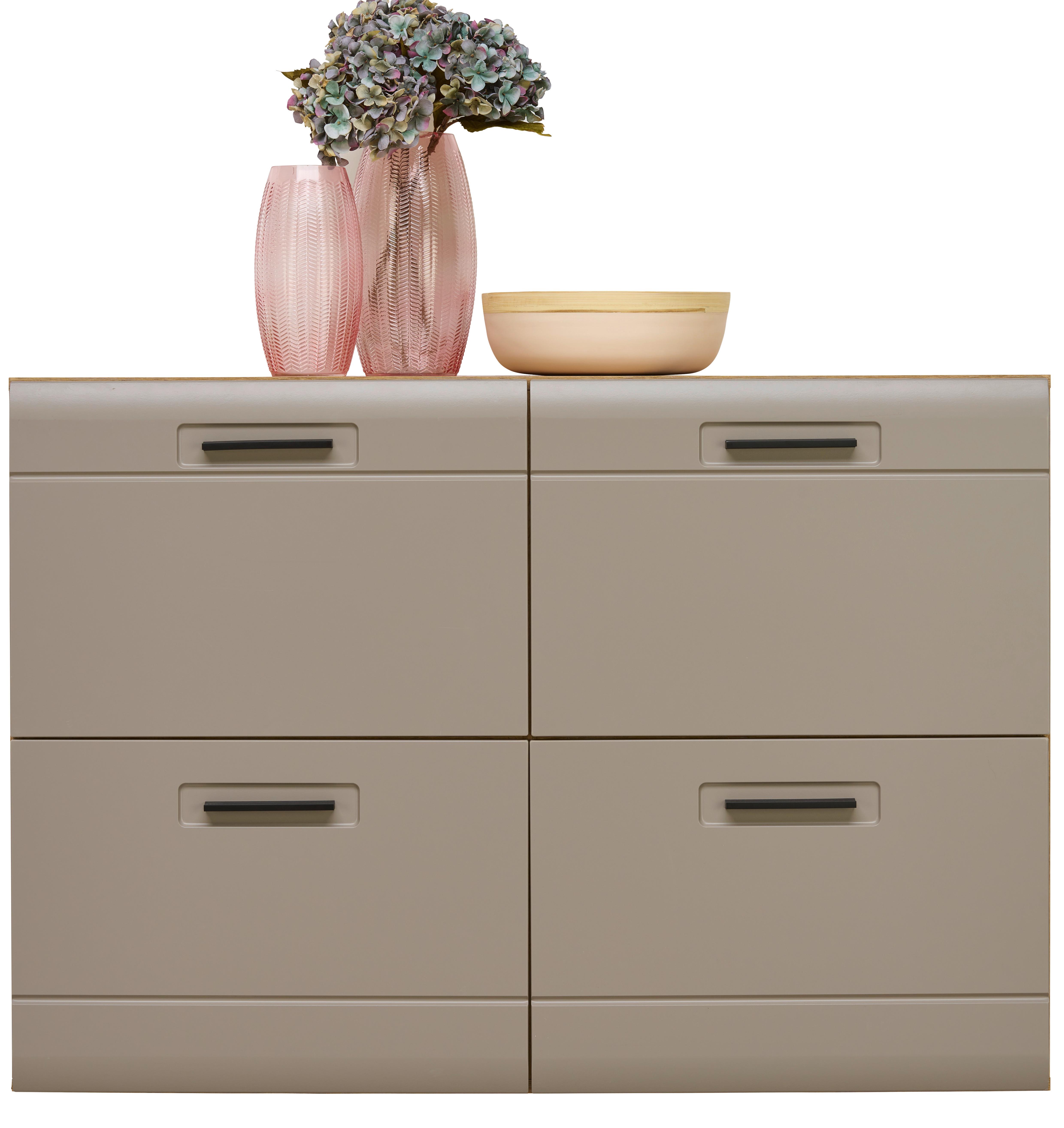 Schuhschrank Auris Basalt/ Eiche Dekor B: 120 Cm - Eichefarben/Grau, MODERN (120/82,7/37,1cm) - Luca Bessoni