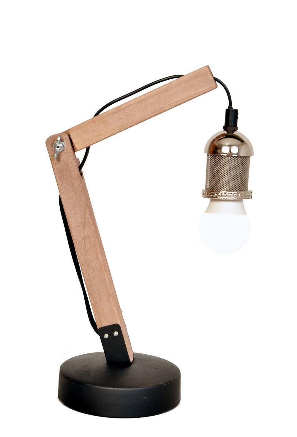 Tischlampe Rossa Silberfarben/ Braun/schwarz - Silberfarben/Schwarz, Trend, Holz/Metall (16/13/38,5cm) - Kayoom