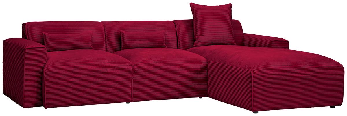 Ecksofa Pearl - Rot/Schwarz, Design, Textil (303/196cm) - Livetastic