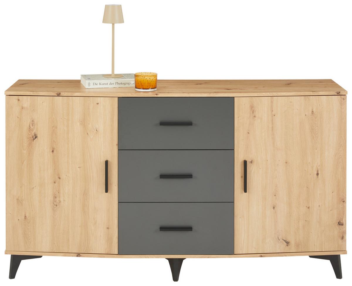 Kommode Ivona B: 160 Cm - Anthrazit/Schwarz, Trend, Holzwerkstoff (160/90/45cm)