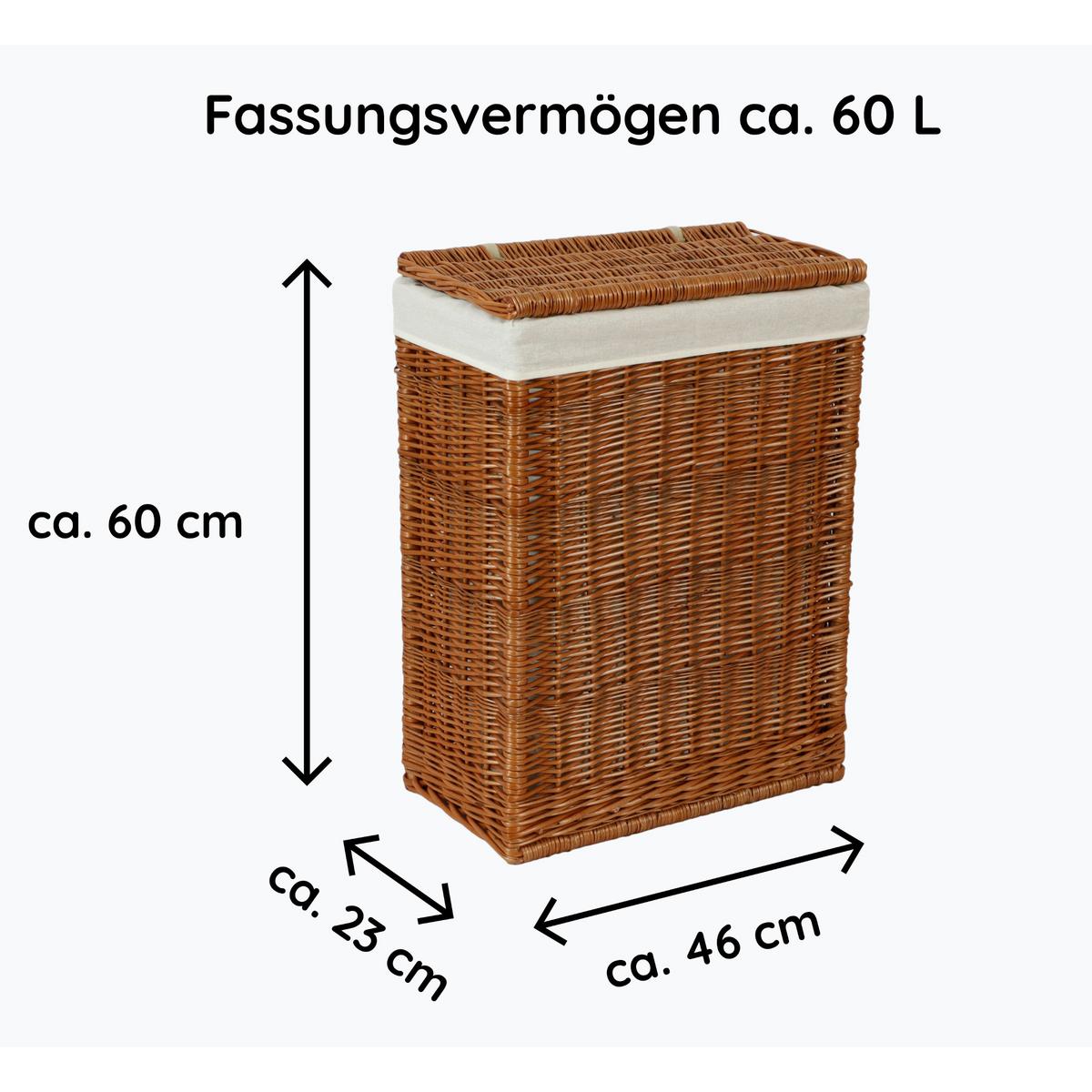 Wäschesammler Nischenkorb,lxbxh: 46x23x60 Cm - Braun, Basics, Holz (46/23/60cm)