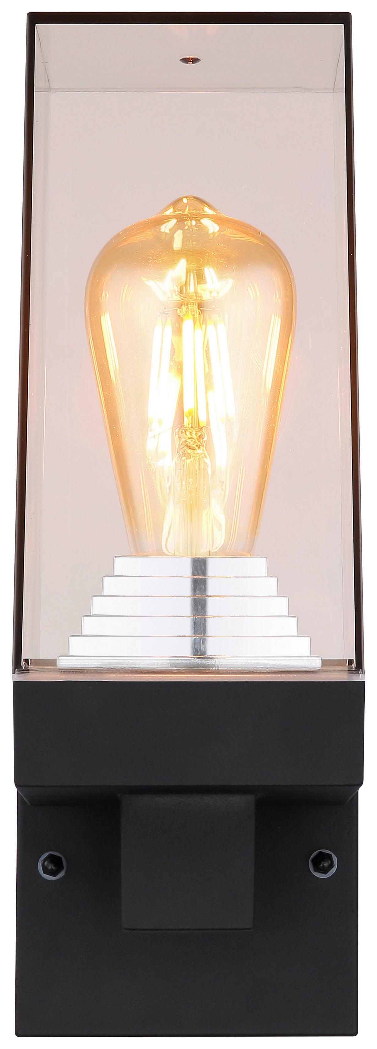 Außenleuchte 40 W Aluminium Wandmontage - Klar/Schwarz, Basics, Kunststoff/Metall (11/14/29cm) - Globo