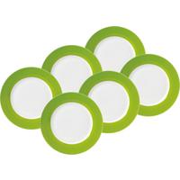 Speisetellerset Grün Weiß 6-teilig D: 26,5 cm - Weiß/Grün, Basics, Keramik (26,5cm) - Van Well