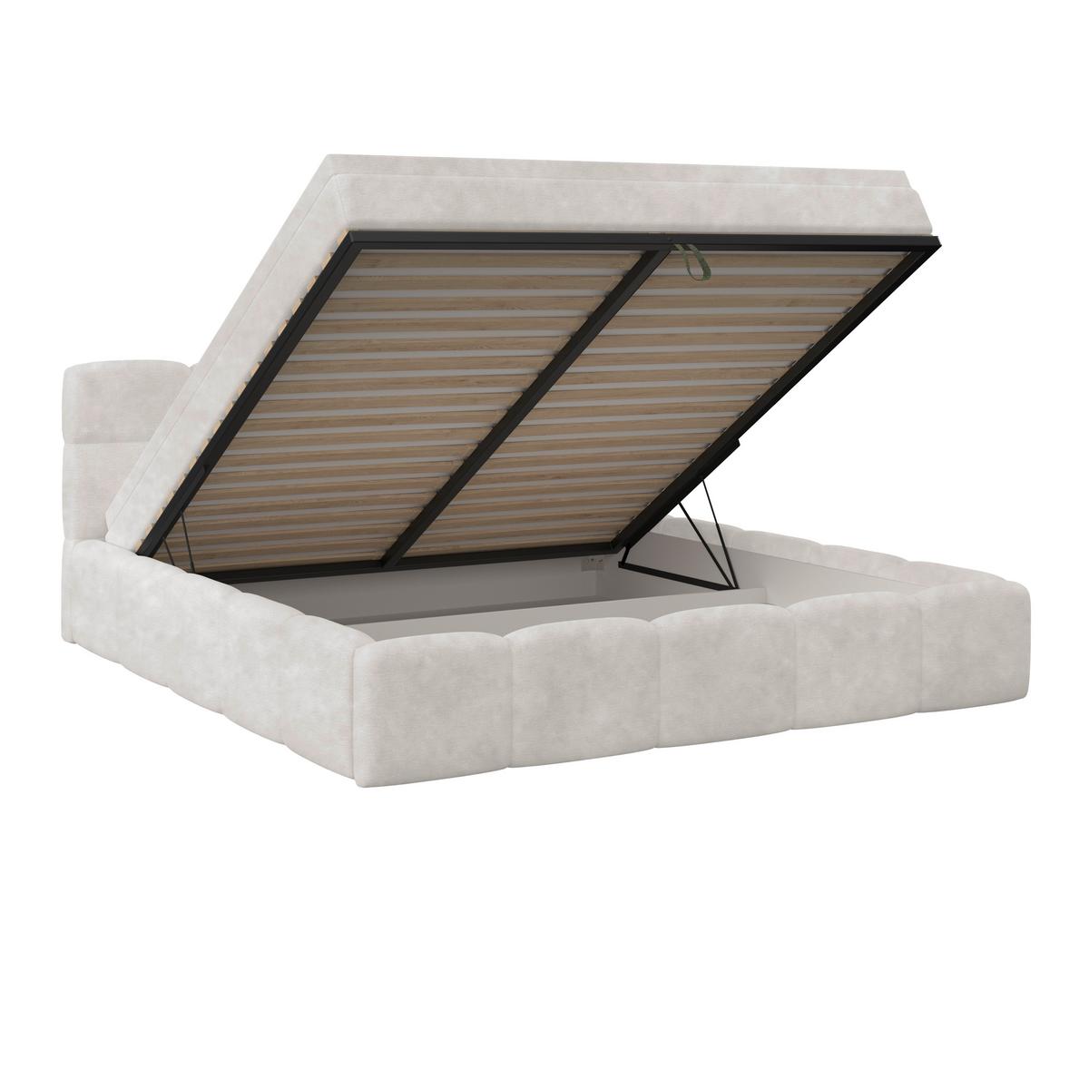 Polsterbett Noe Cremefarben 180x200 cm - Creme/Schwarz, Trend, Textil/Metall (180/200cm)