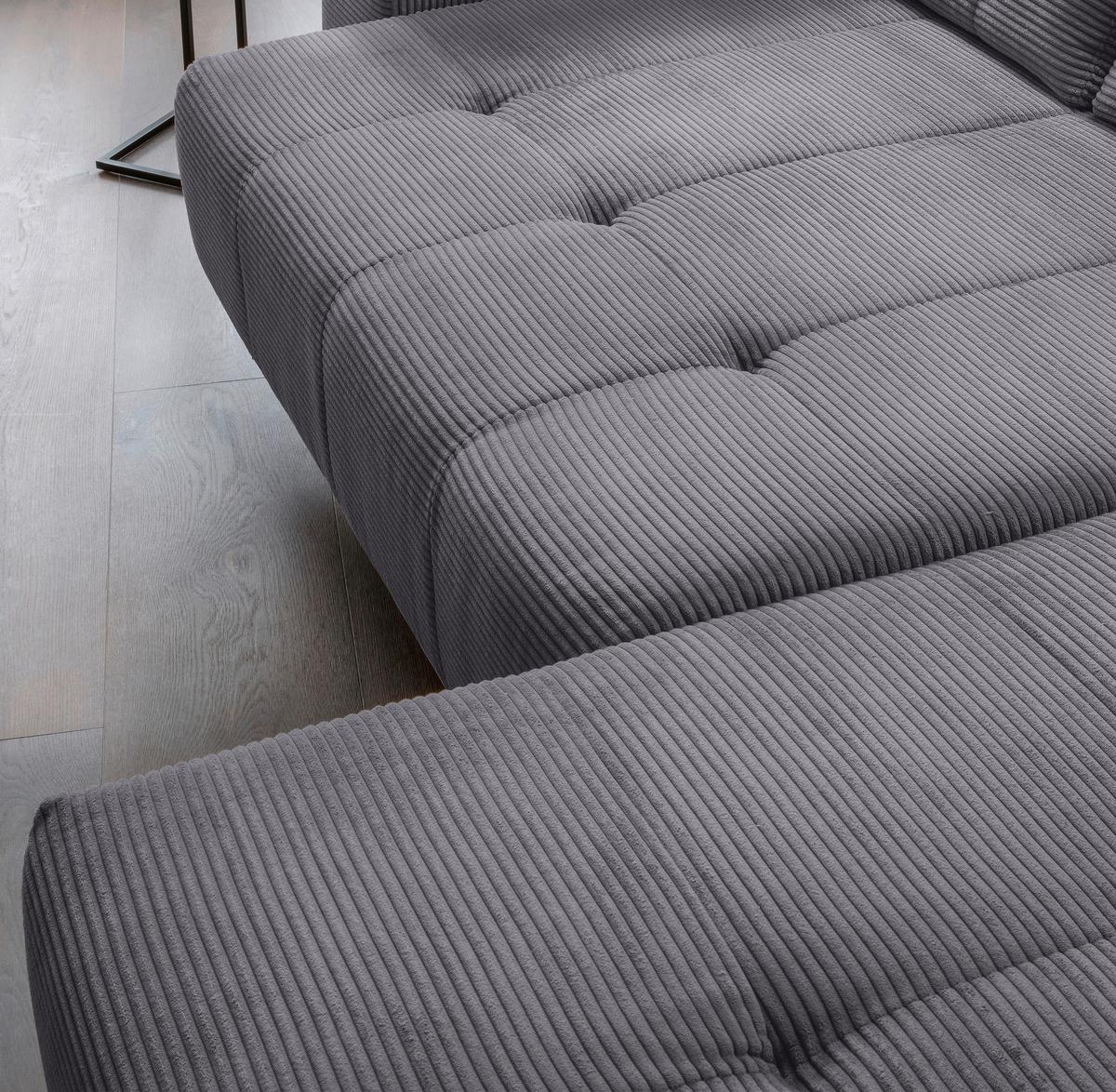 Ecksofa Fiore, Grau S: 272x200 cm - Schwarz/Grau, MODERN, Textil (272/200cm) - Livetastic
