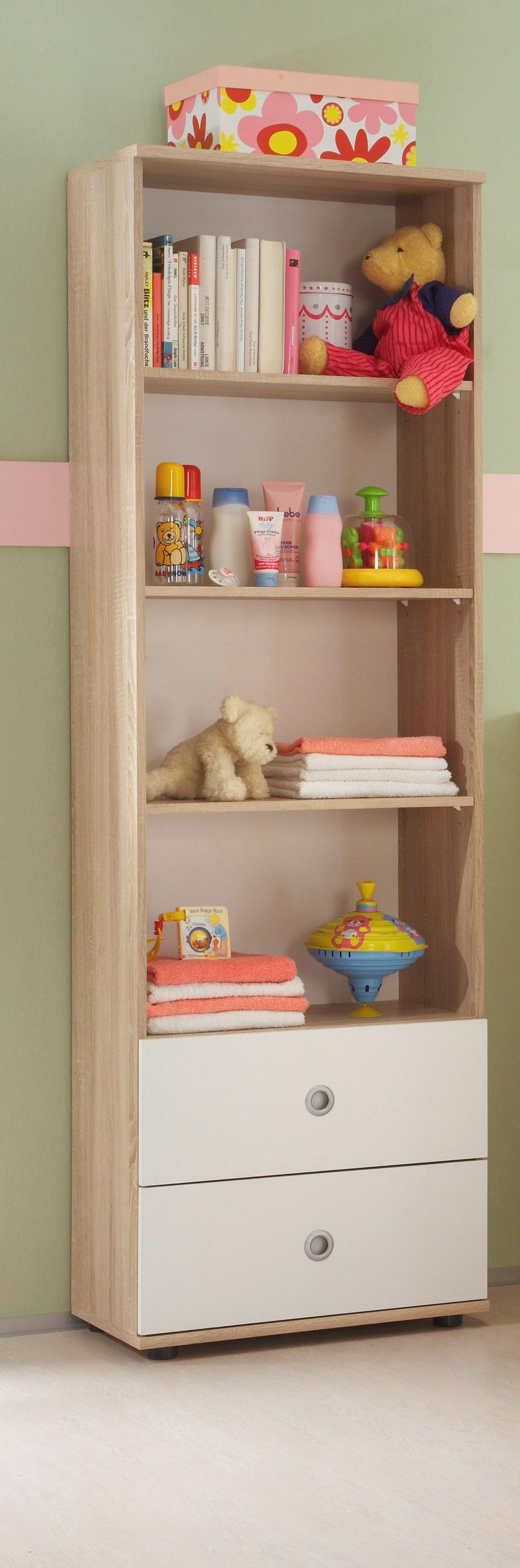 Babyregal Wiki 60 cm Eiche Dekor/Weiß - Weiß/Sonoma Eiche, KONVENTIONELL, Holzwerkstoff (60/191/33cm)