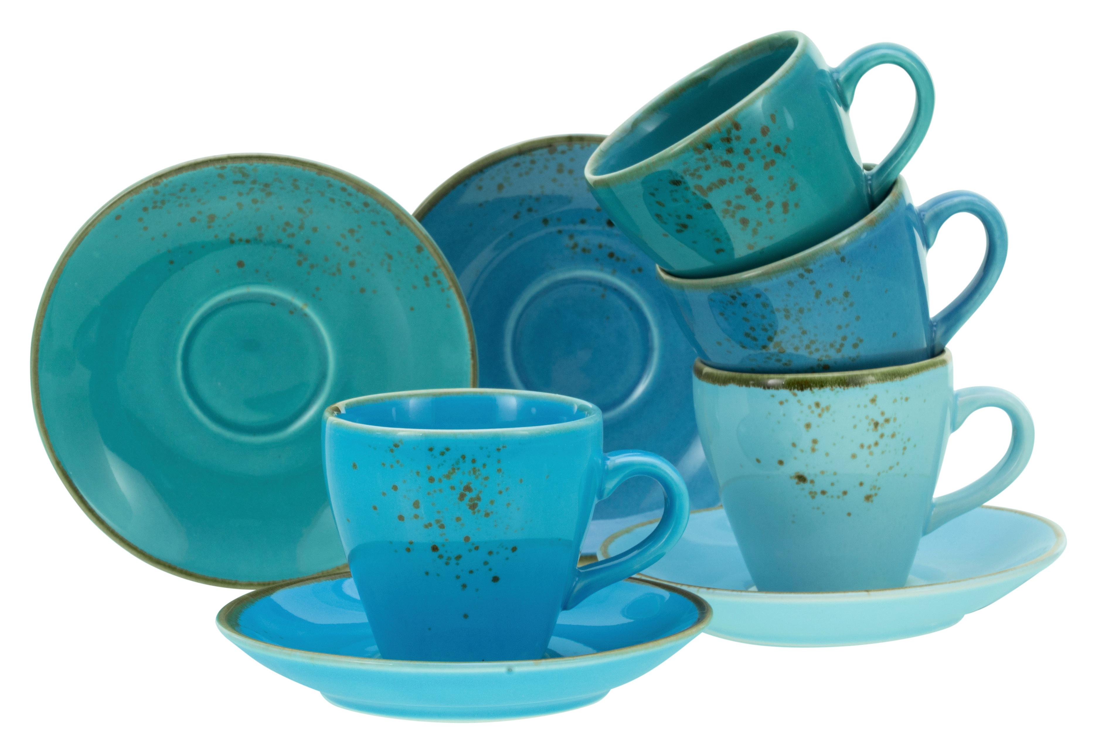 Kaffeetasse Keramik 100 Ml 4 Stk. Blau/goldfarben