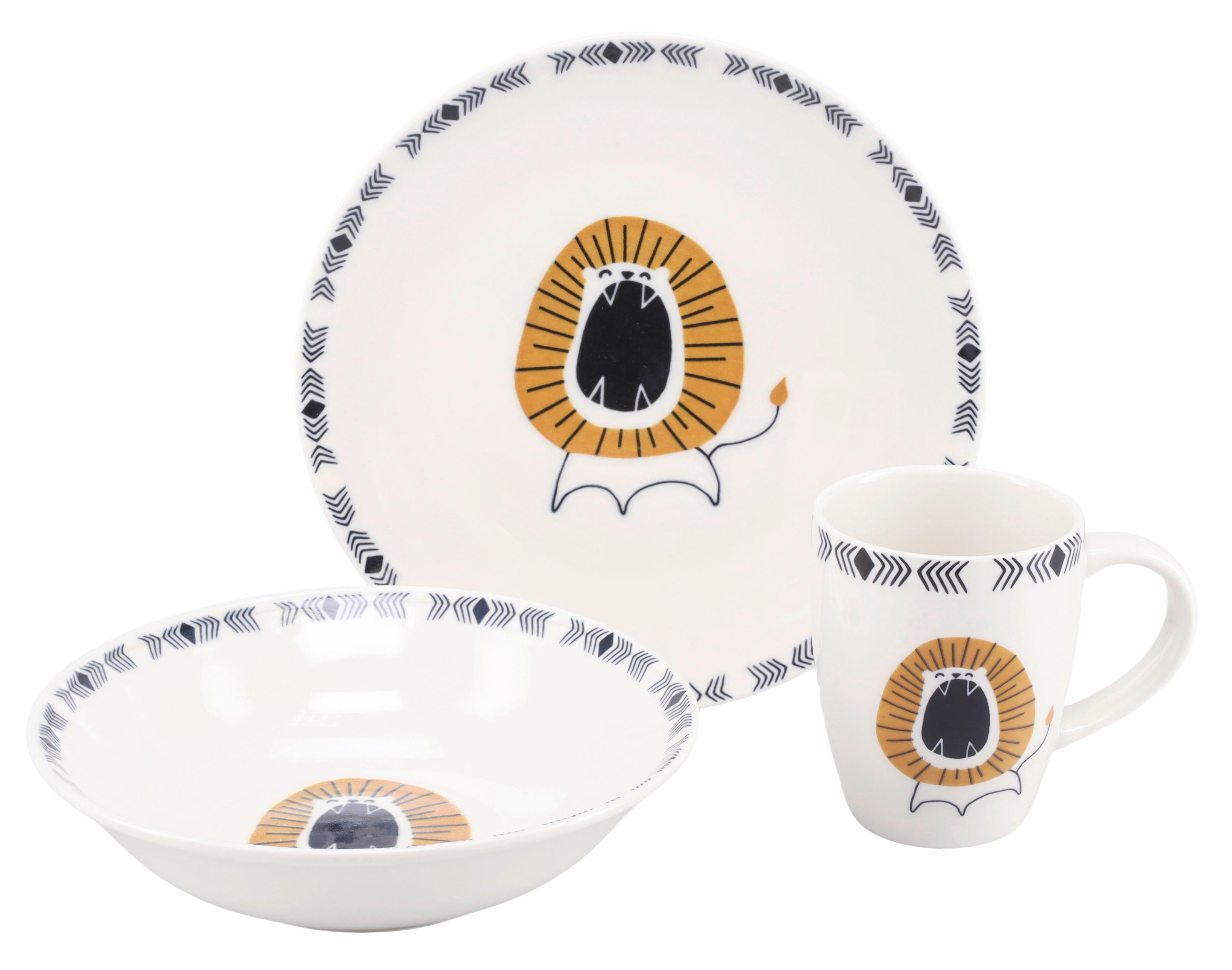 Kindergeschirrset 3 -Teilig. Steinzeug, Löwe - Multicolor, Basics, Keramik - Creatable