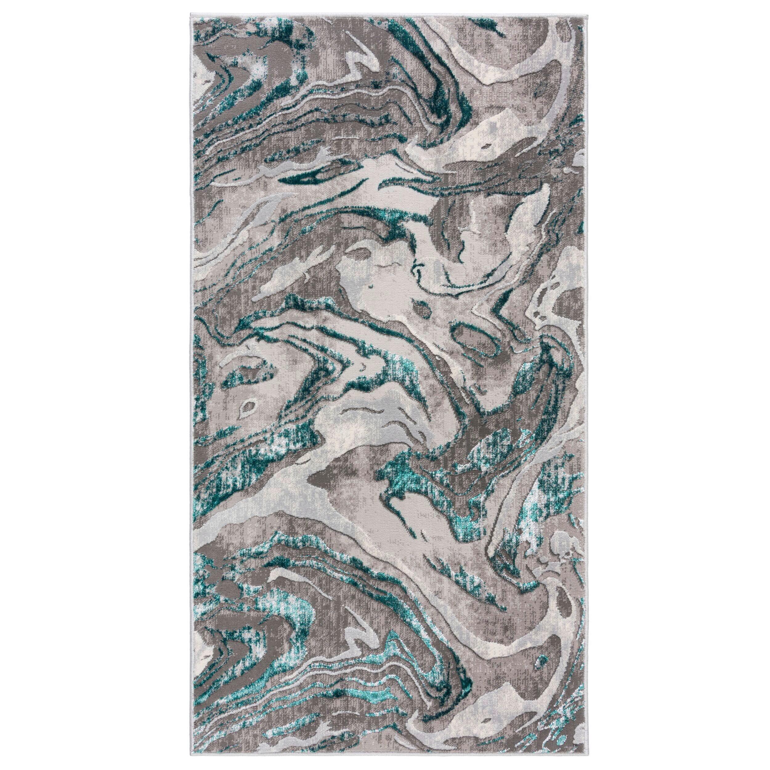 Webteppich Marbled - Smaragdgrün, KONVENTIONELL, Textil (200/290cm)