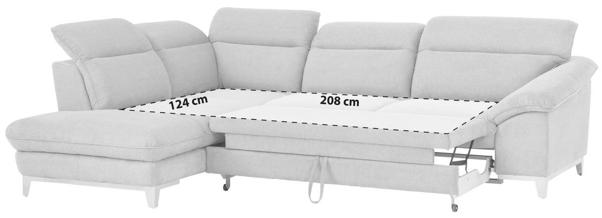 Ecksofa Mit Schlaffunktion Teresa Dunkelgrau 232x293 Cm - Chromfarben/Dunkelgrau, Design, Textil (232/293cm) - Livetastic